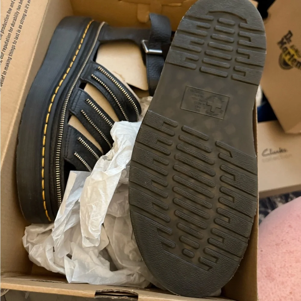 DR. MARTENS CLARISSA II QUAD HDW Sandals Black Milled Nappa New in Box
